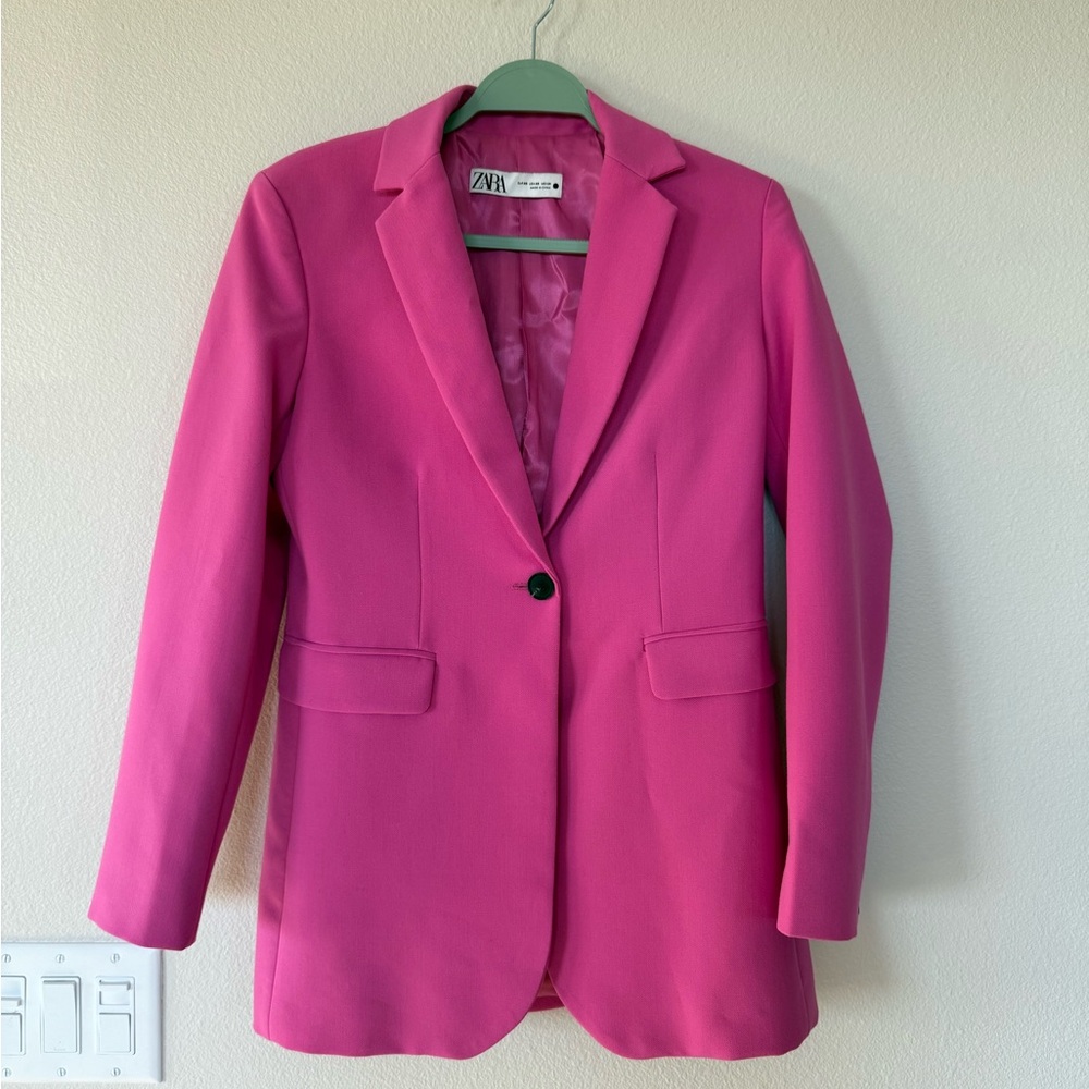Zara Pink Tailored Blazer with Notched Lapels